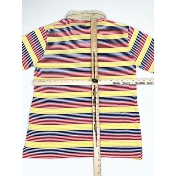 Vintage Javelin Stripe Rainbow Polo Shirt Yellow Red Blue Surf Skate - Picture 5 of 7